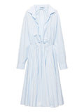 Prada V Neck Long Sleeve Midi Dress — Blue/ Red — Size XS — Front View