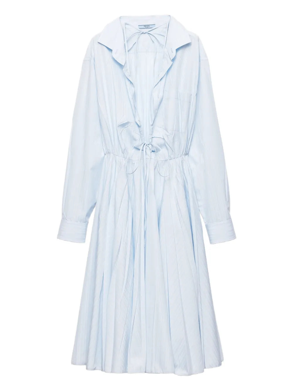Prada V Neck Long Sleeve Midi Dress — Blue/ Red — Size XS — Front View