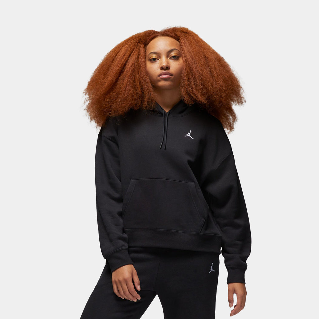 Exclusive Brooklyn Fleece Pullover Womens Hoodie (Black/White) — XS — Front View