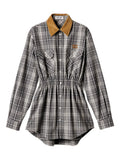 Miu Miu Buttoned Check Pattern Mini Dress — Grey — Size XS — Front View