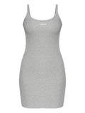 Versace Logo Ribbed Dress — Grey — Size XL — Front View