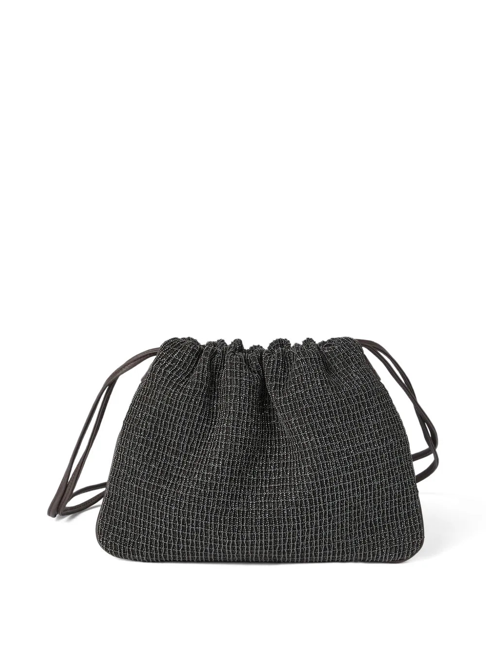 Brunello Cucinelli Net Embroidery Leather Soft Pochette — Same as shown — Size One Size — Back View