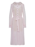 Self Portrait Pleated Jewelled Dress — Pink — Size XS — Front View
