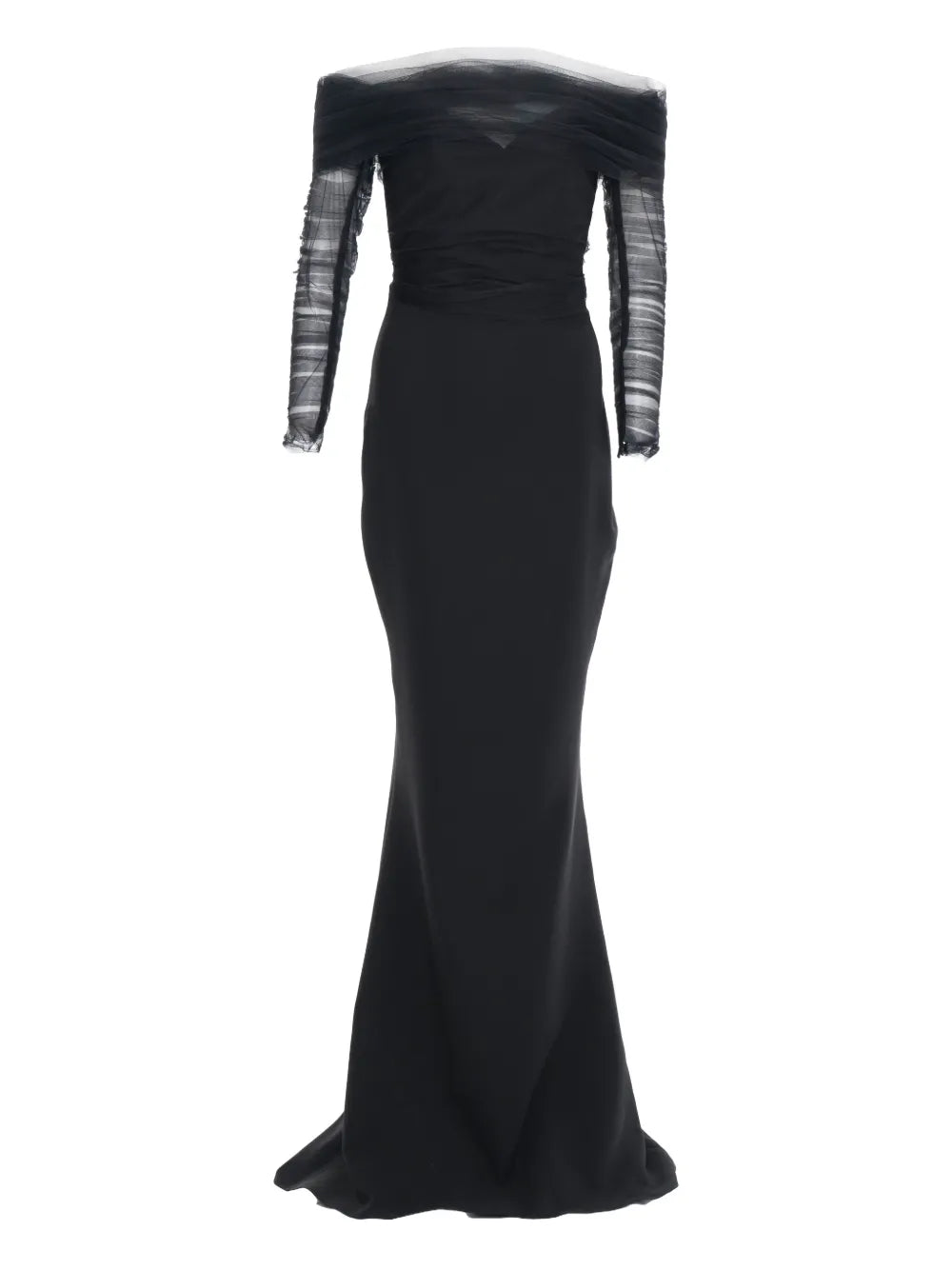 Ana Radu Off Shoulder Tulle Gown — Black — Size XS — Front View