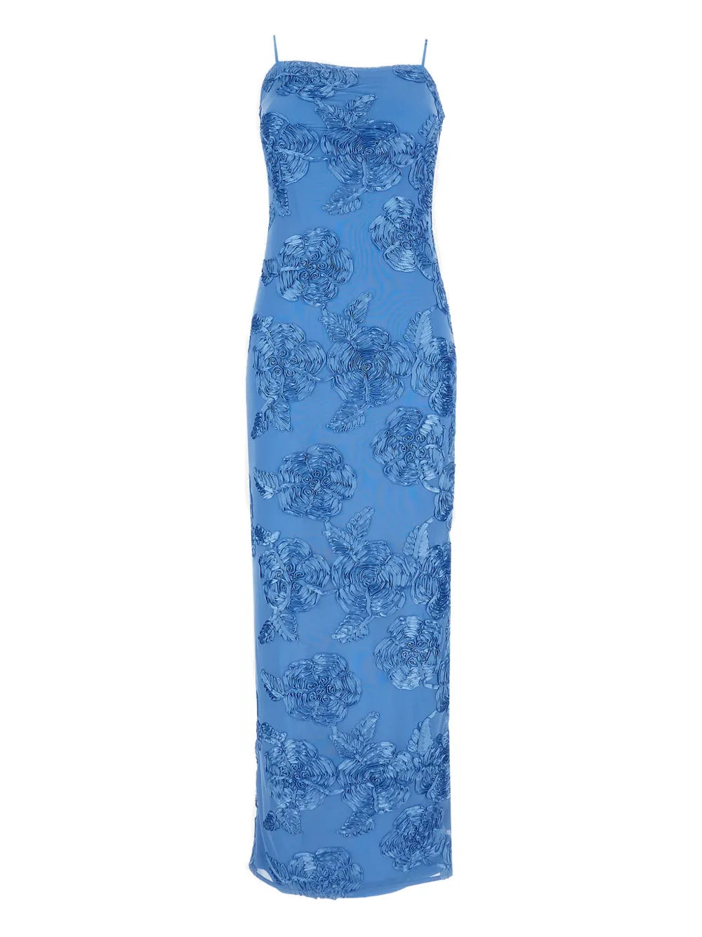 Rotate Birger Christensen Raised Floral Strap Maxi Dress — Blue — Size XS — Front View