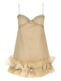 Valentino Garavani Bow Detail Sleeveless Mini Dress — Beige — Size XS — Front View