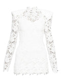 Nissa Lace Long Sleeve Dress — White — Size XS — Front View