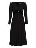 Nissa Crystal Detail Midi Dress — Black — Size XS — Front View