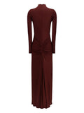 Alaia Zip Back Fastening Dress — Dark Brown/ Brown — Size S — Front View