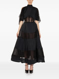 Araftu Lace Detail Panelled Midi Dress — Black — Size XS — Front View