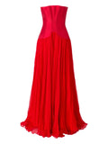 Araftu Corset Tie Fastening Maxi Dress — Red — Size S — Front View