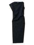 Jacquemus Draped Midi Dress — Black — Size XS — Front View