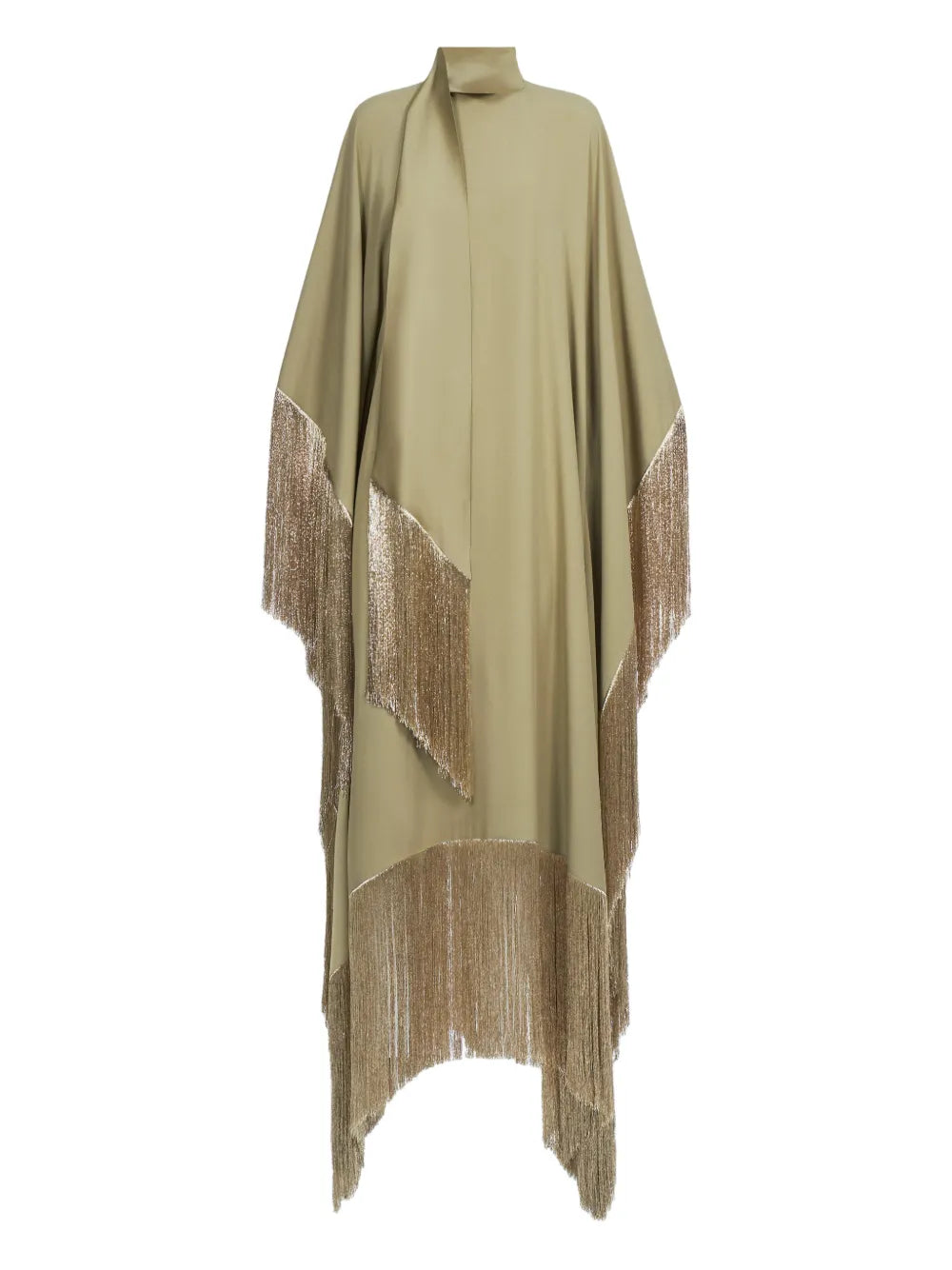 Taller Marmo Mrs Ross Revue Fringed Midi Dress — Green — Size M — Front View