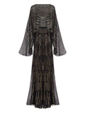 Taller Marmo Tribeca Striped Maxi Dress — Black — Size XS — Front View