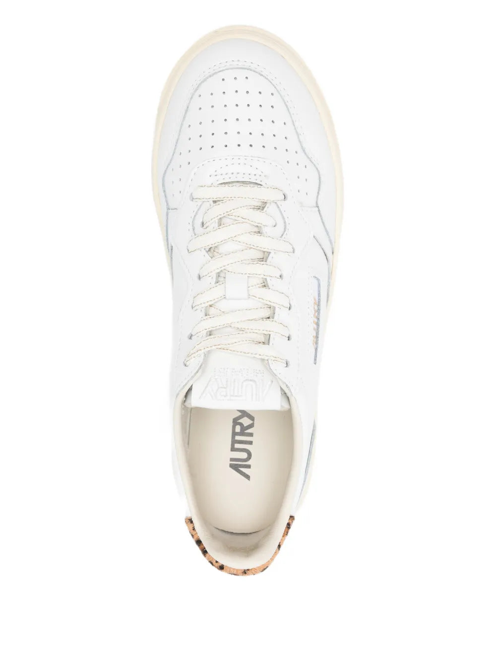 Autry Medalist Platform Leopard-Panel — White — Size US M 3.5 - US W 5 — Top View