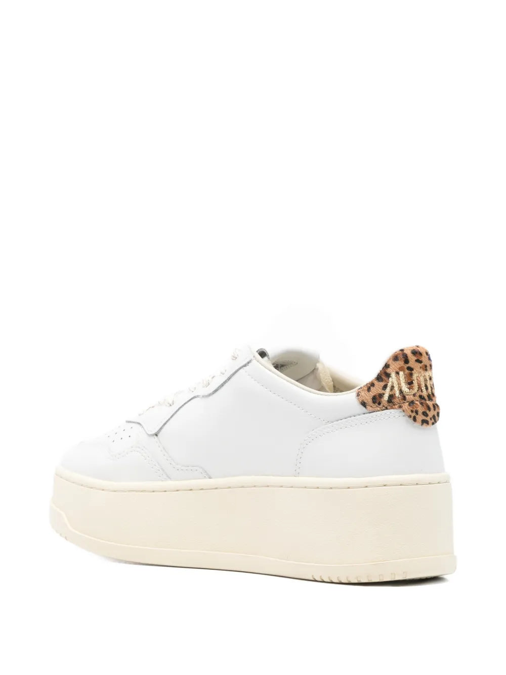 Autry Medalist Platform Leopard-Panel — White — Size US M 3.5 - US W 5 — Back View