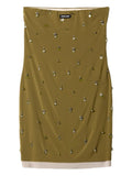Miu Miu Knit Logo Label Mini Dress — Green — Size S — Front View