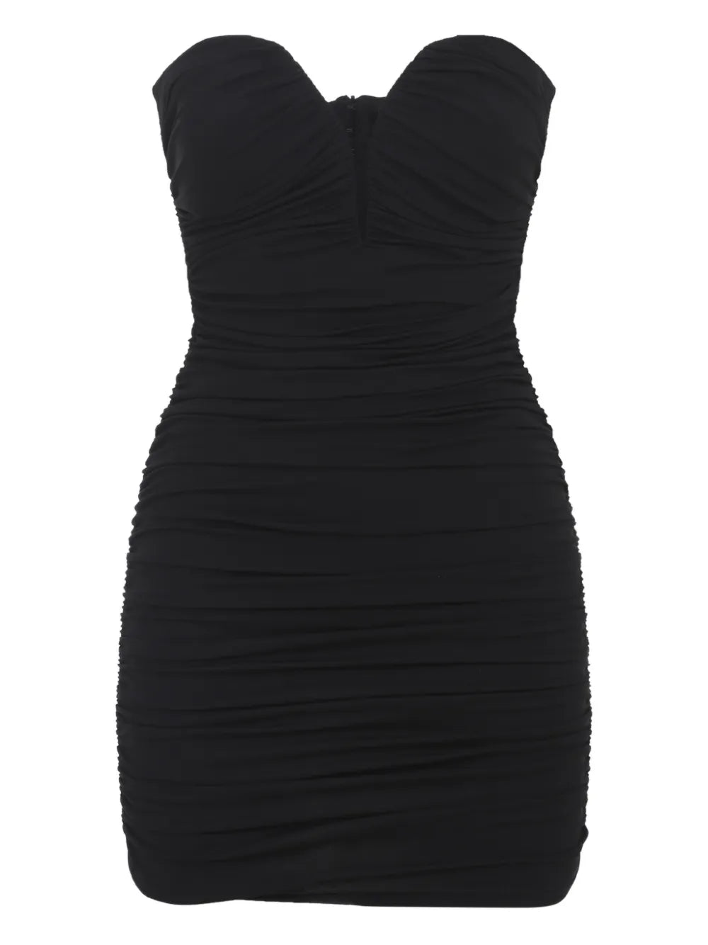 Elisabetta Franchi Ruched Mini Dress — Black — Size S — Front View