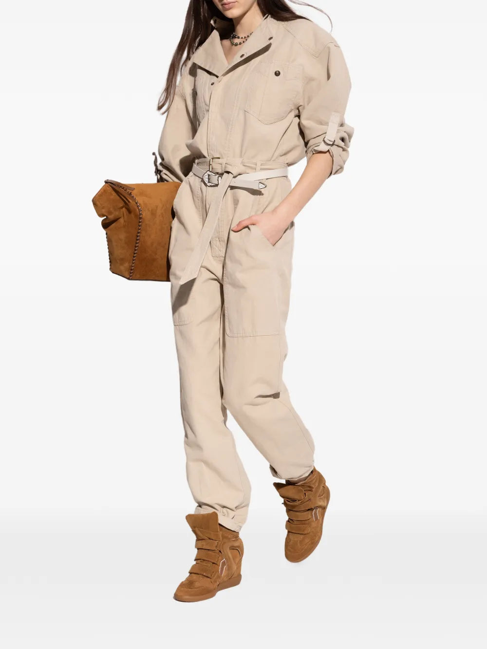 ISABEL MARANT Bekett Touch-Strap — Brown — Size US M 3.5 - US W 5 — Lifestyle View