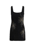 Staud Split Beaded Mini Dress — Black — Size XS — Front View