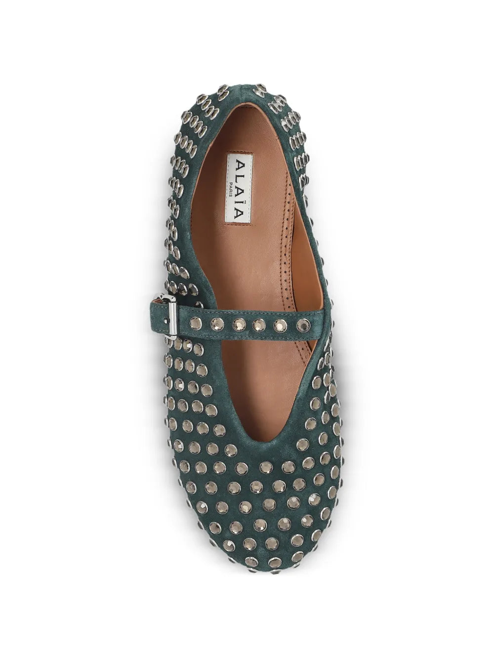 Ala Studded Buckle Strap — Green — Size US M 3.5 - US W 5 — Back View