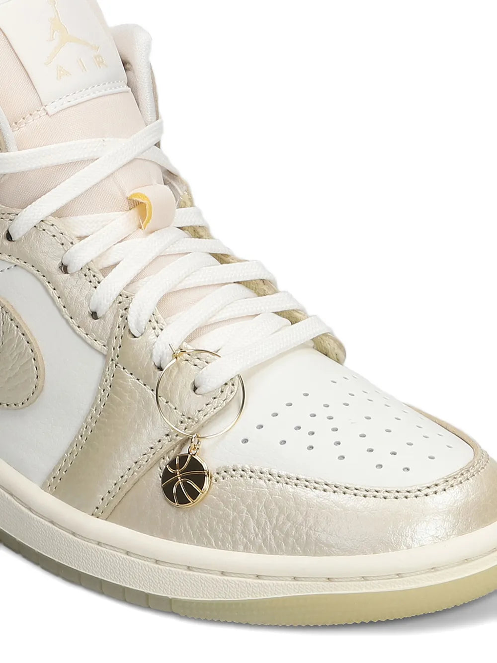 Nike Air Jordan 1 Mid Se Perforated-Toe — Beige — Size US M 3.5 - US W 5 — Detail View