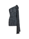 Patou One Shoulder Draped Dress — Black — Size XS — Front View