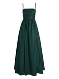 Reformation Ruched Spaghetti Straps Maxi Dress — Red/ Green — Size S — Front View