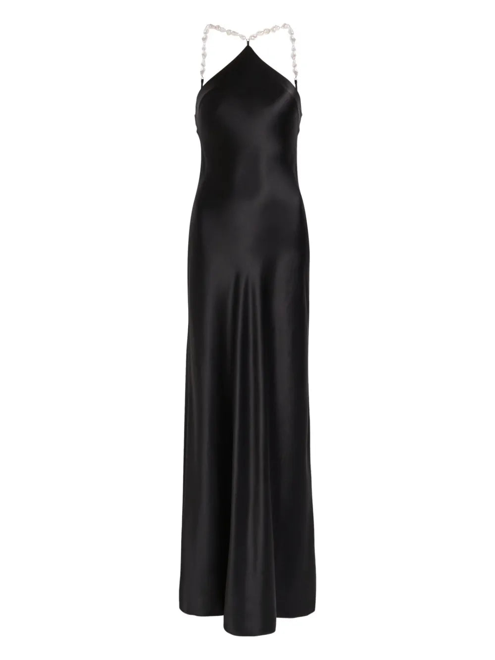 Staud Cadence Faux Pearl Strap Dress — Black/ Red — Size XS — Front View