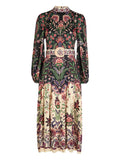 Farm Rio Belt Detail Midi Dress — Black — Size XS — Front View
