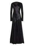 Tove Cordelia Long Sleeve Panelled Maxi Dress — Black/ Red — Size XS — Front View