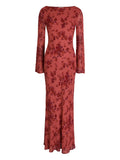 Reformation Floral Long Sleeve Maxi Dress — Red — Size XS — Front View