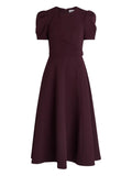 Rebecca Vallance Syrah Puff Sleeve A Line Midi Dress — Black — Size XS — Front View
