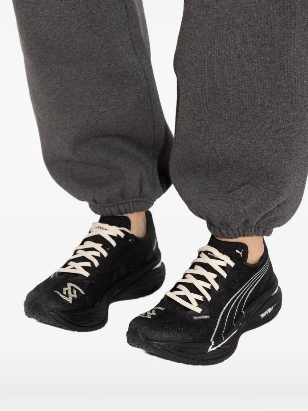 PUMA Panelled Lace-Up Trainers — Black — Size US M 3.5 - US W 5 — Detail View
