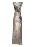 Gemy Maalouf Embroidered Maxi Dress — Grey/ Red — Size XS — Front View