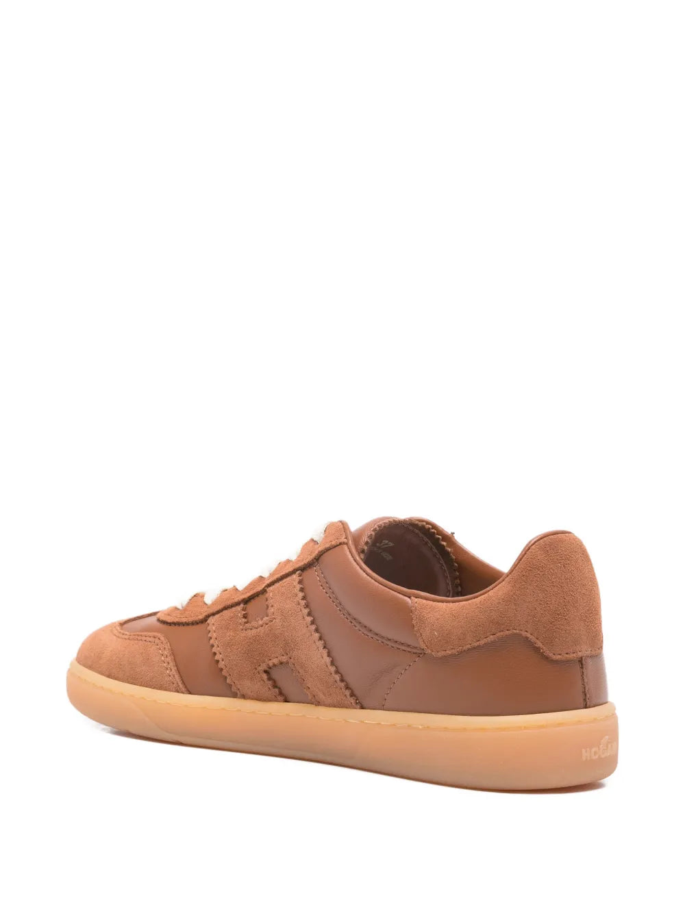 Hogan Suede Logo-Appliqu ow-Top — Brown — Size US M 3.5 - US W 5 — Back View