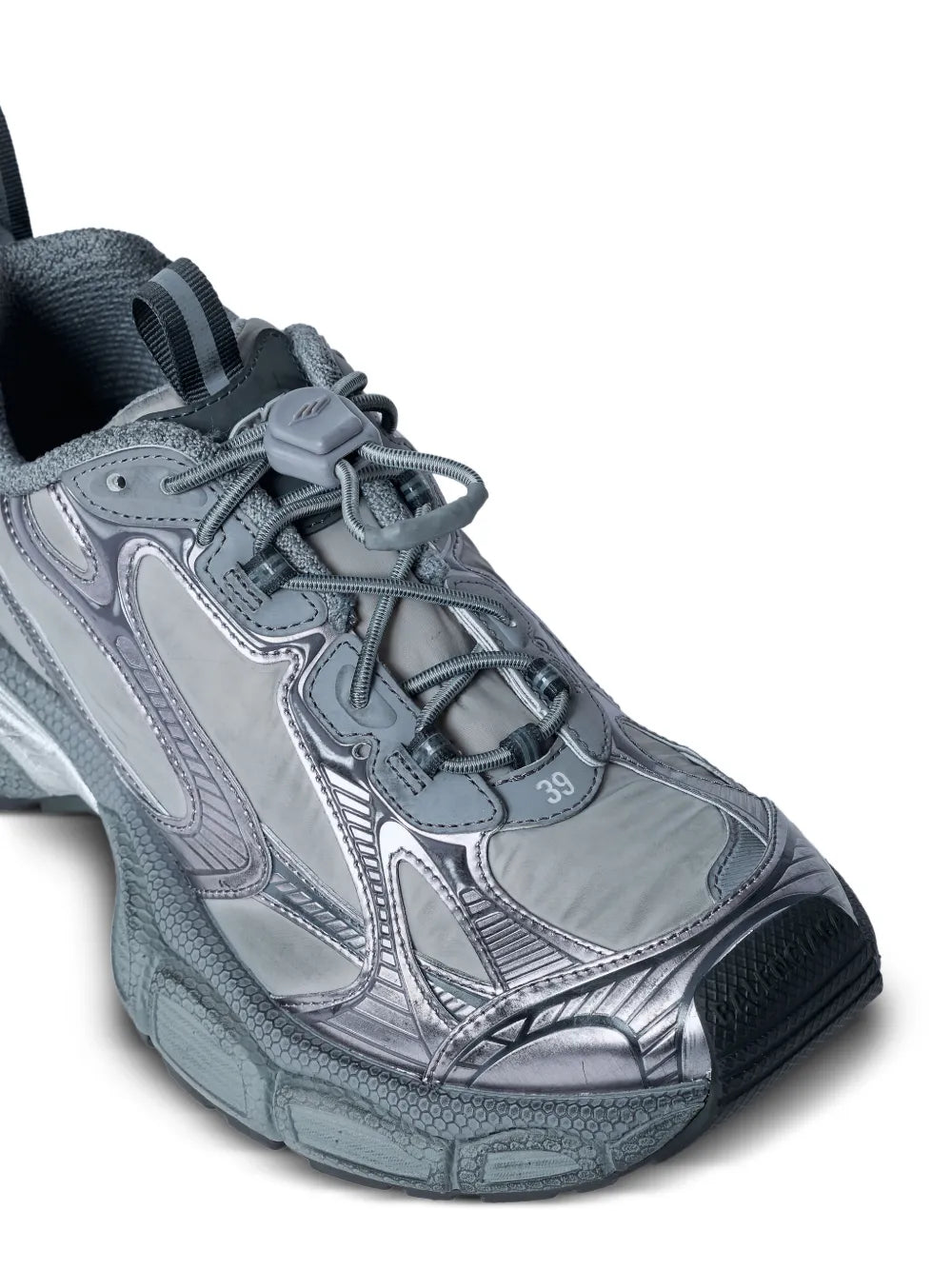 Balenciaga Mesh Panel Sculpted Sole Trainers — Grey — Size US M 3.5 - US W 5 — Back View