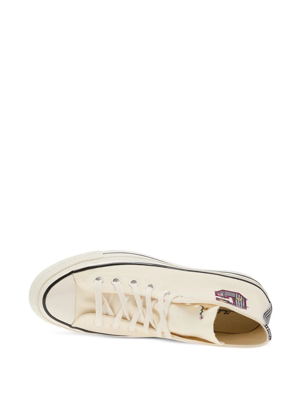 Converse Chuck 70 Floral-Embroidered — Beige — Size US M 3.5 - US W 5 — Top View
