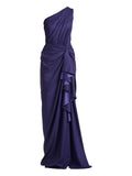 Tadashi Shoji One Shoulder Ruffled Maxi Dress — Red/ Purple — Size XS — Front View