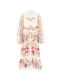 Farm Rio Lace Floral Print Midi Dress — White — Size XS — Front View
