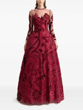 Gemy Maalouf Embroidered Gown — Red — Size XS — Front View