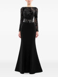Saiid Kobeisy Embroidered Upper Long Sleeve Dress — Black/ Red — Size XS — Front View