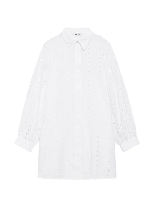 Anine Bing Mariane Broderie Anglaise Dress — White — Size XS — Front View