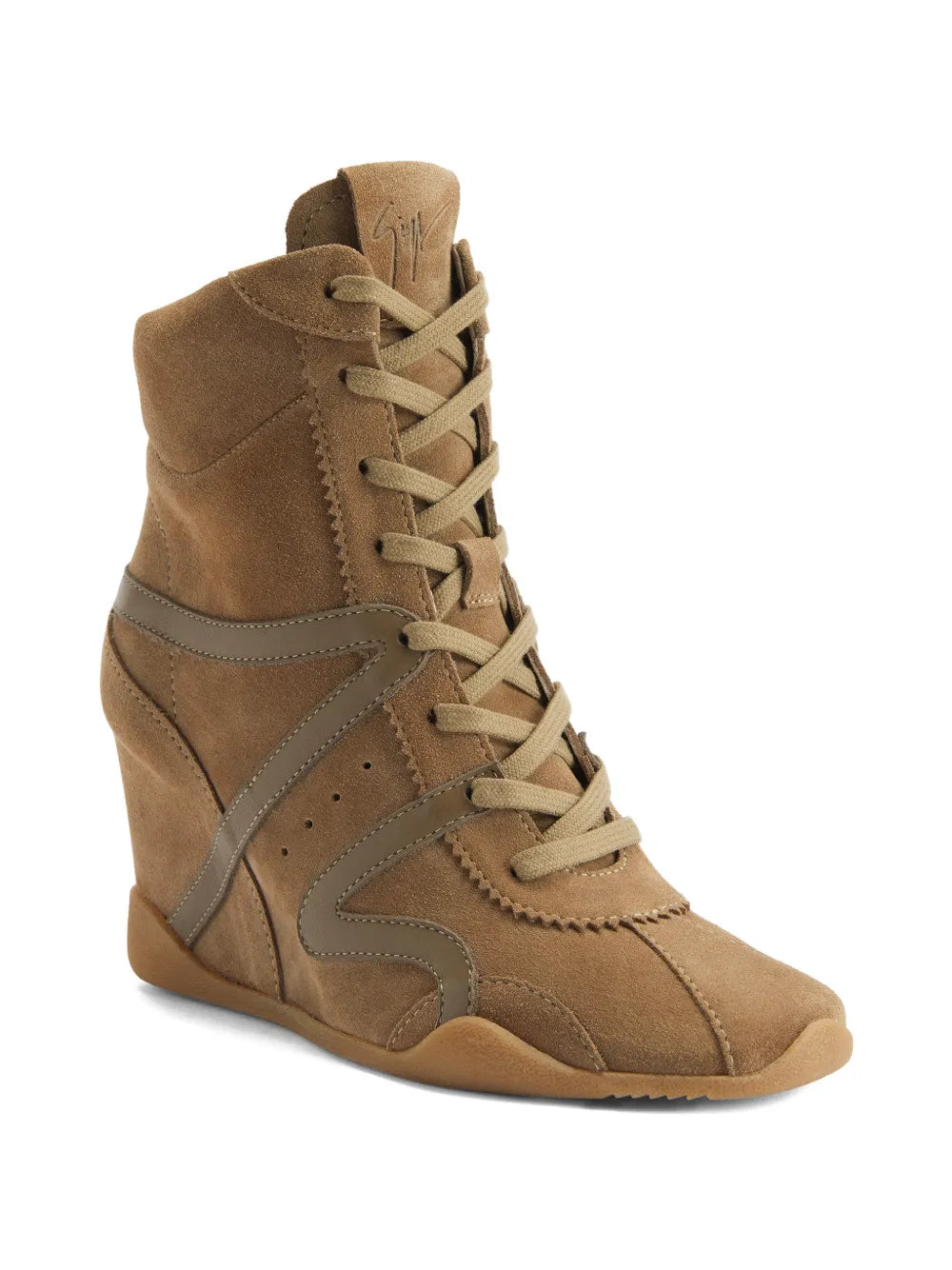 Giuseppe Zanotti Top Wedge Lace-Up — Brown — Size US M 3.5 - US W 5 — Side View