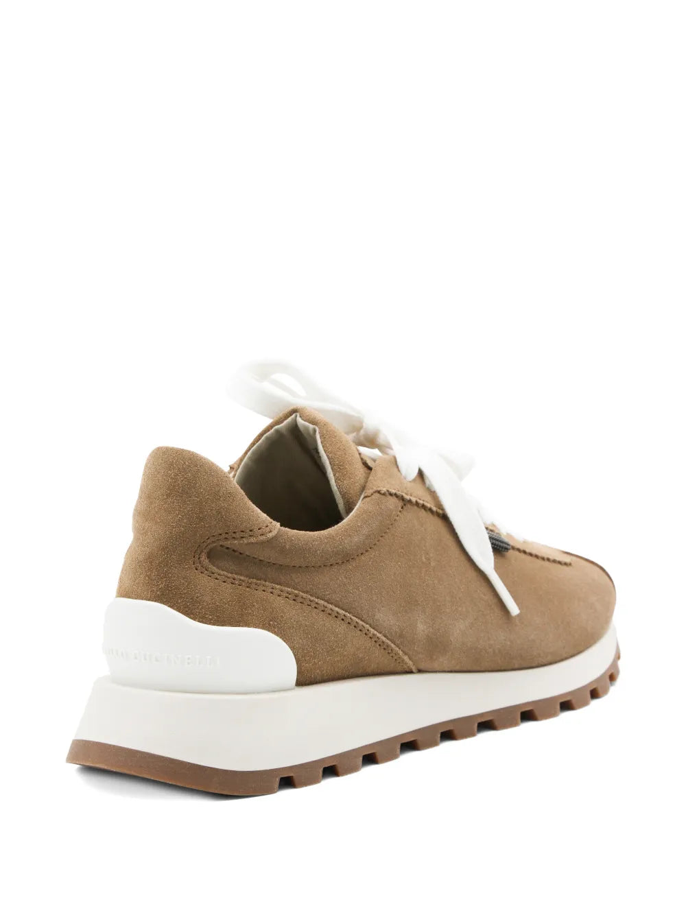 Brunello Cucinelli Beaded Lace-Up Trainers — White — Size US M 3.5 - US W 5 — Back View