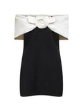 Self Portrait Flower Detail Mini Dress — Black/ Red — Size XS — Front View