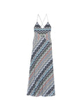 Missoni Chevron Strap Maxi Dress — Blue — Size M — Front View