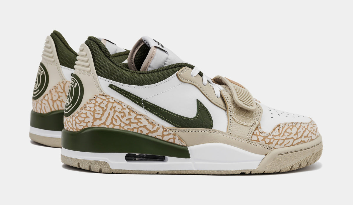 Exclusive Air Jordan Legacy 312 Low PSG Mens Lifestyle Shoes (Sanddrift/White/Rough Green/Hemp) — 7 — Lifestyle View
