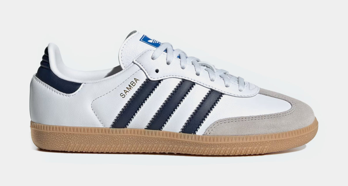 Exclusive Samba OG Grade School Lifestyle Shoes (Cloud White/Night Indigo/Gum) — 3.5Y — Front View