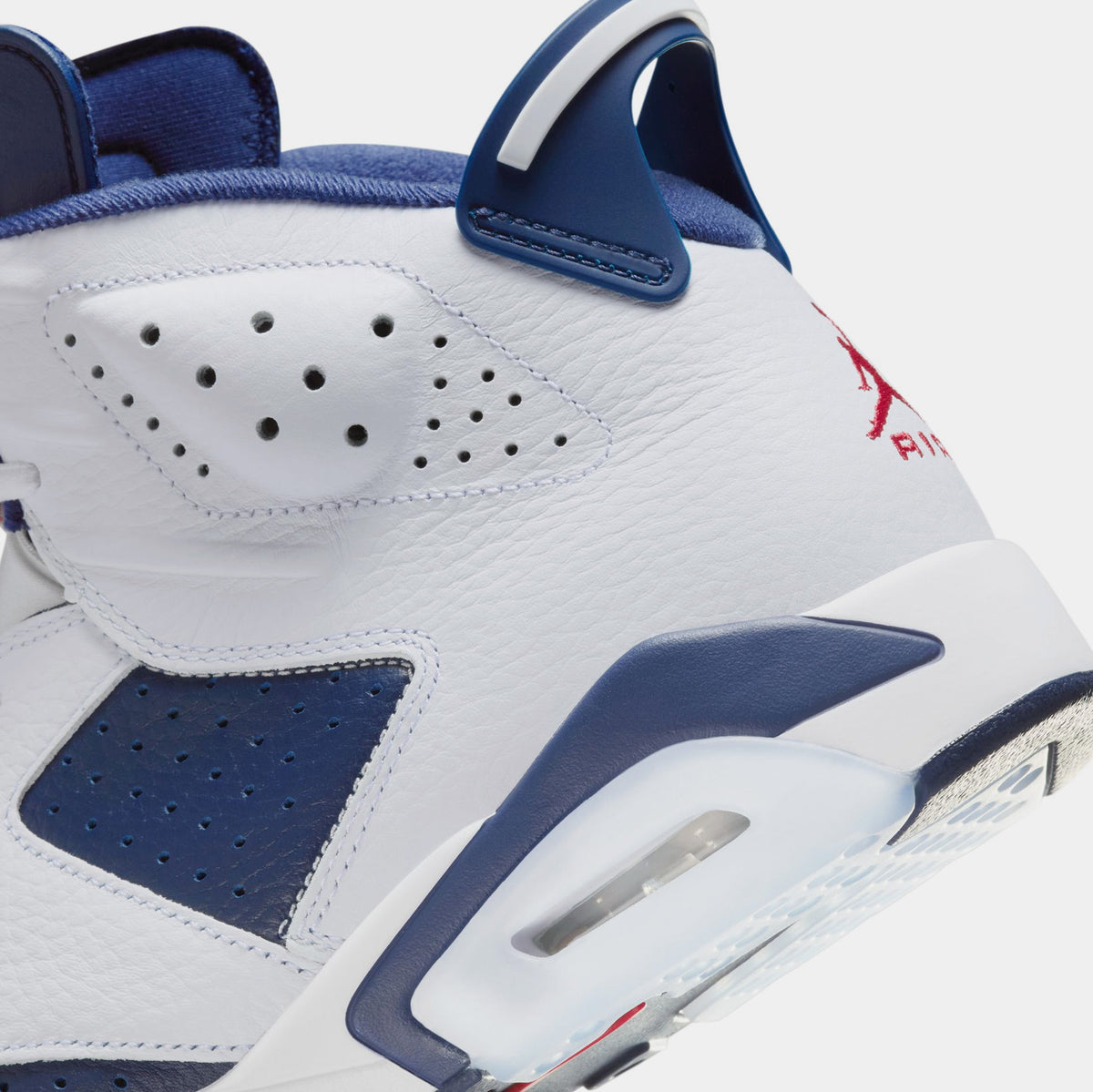 Exclusive Air Jordan 6 Retro White and Midnight Navy Mens Lifestyle Shoes (White/Varsity Red/Midnight Navy) — 7 — Back View